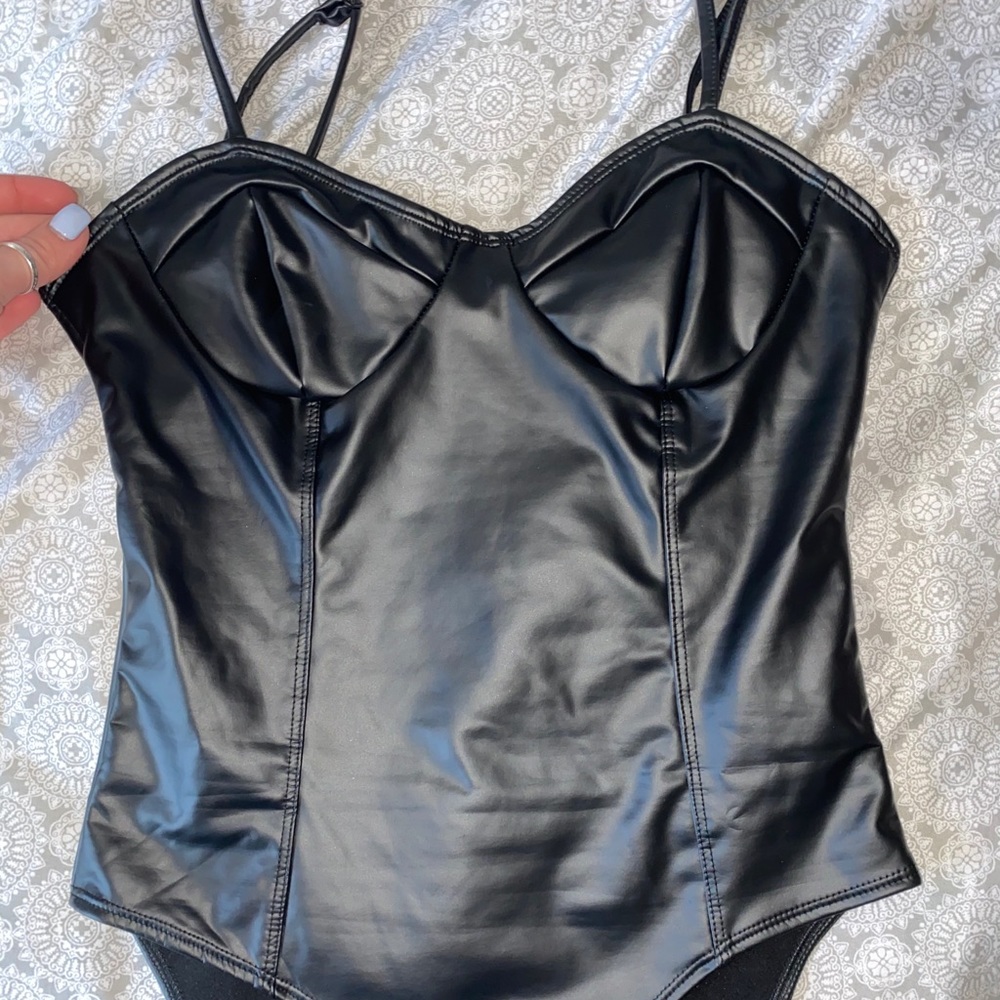 Faux Leather Body Suit